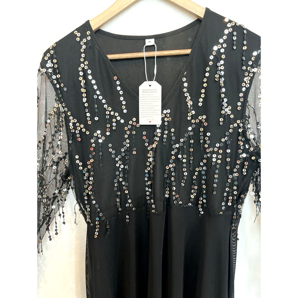 Made with Love Sheer Sequins Formal Maxi Dress Size XL Wedding Mother Bride NWT - Picture 4 of 16